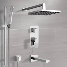 Tub and Shower Faucet Set with Handheld and Rain Shower Head